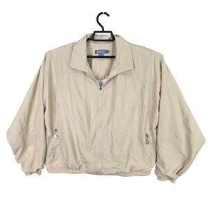 Womens Vintage Koret Beige Lightweight Full Zip Jacket Lined Polyester Size L